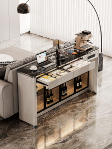 Multi-purpose Bar Console Table with Storage and Crystal Stone Top