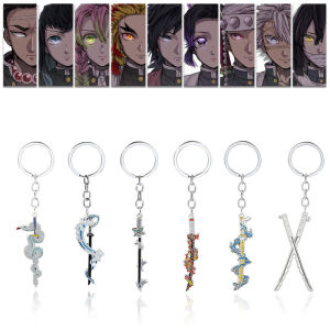 Anime Demon Slayer Sword Keychain Kimetsu no Yaiba Tomioka Giyuu Kochou Shinobu Weapon Cosplay Metal Pendant Keyring