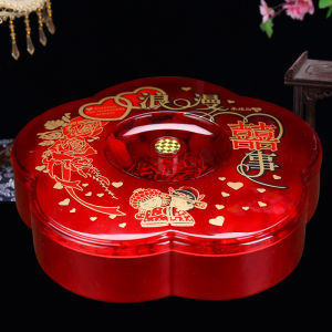 Red Wedding Candy Box Fruit Plate Home Living Room Celebration Supplies Dry Fruit Tray Wedding Serving Plate Chinese Style Plastic