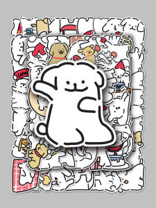 Original Hand-Drawn Cartoon Dog Line Stickers Waterproof Mobile Phone Case Milk Tea Cup Decals Non-Infringement DIY Sticker
