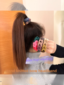Xi Jin Brand Bulk High Elasticity Woven Butterfly Knot Hair Rings Versatile High Tail Hair Bands Rubber Ropes for Women Hair Accessories