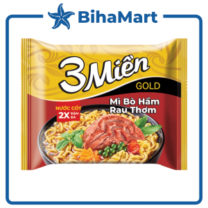 [THÙNG 30 GÓI] - UNIBEN - Mì 3 Miền Gold hương vị Bò Hầm Rau Thơm (75g/gói) - Mì Bò Hầm Rau Thơm 3 Miền Gold