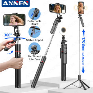 AXNEN | AXNEN F16 Selfie Stick Extendable 1708mm Tripod 360° Rotate Shoot Bluetooth Remote 1/4 Interface for Phones Action Camera