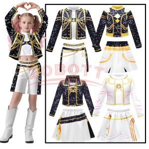 K-Pop Demon Zoey Mira Cosplay Costume Kids Girls Fancy Party Dress Idol Movie Cosplay Halloween Carniva Clothe Golden Stage Suit
