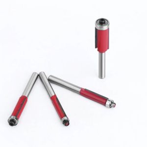 Mũi phay gỗ thẳng có bi mũi soi lấy nền Đỏ cốt 6.35mm -AENEA