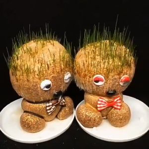 Grass Head Mini Plant Potted Garden & DIY Potted Doll