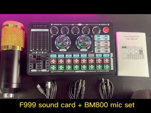 Siborie【Free headset】BM800+F999 sound card FULL SET Cantilever support paket lengkap for Streaming Media