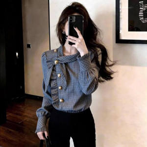 Loowmane | French Retro Check Long Sleeve Shirt