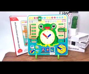 Mainan Edukasi pengenalan Waktu Jam Tanggal Papan kayu pengenalan waktu jam tanggal - wooden learning time board - mainan edukasi anak