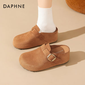 Daphne | Thick Heel Birkenstock Slippers For Pregnant Women Easy Slip-On Elevating Leather Shoes