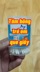 Tăm bông trẻ em que giấy Aquastar tăm bông có 1 đầu tròn 1 xoắn an toàn cho bé
