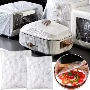 50/100 ชิ้น ผ้าคลุมกันฝุ่นแบบใช้แล้วทิ้ง / ผ้าคลุมเครื่องใช้ในครัวเรือนแบบหนาพิเศษขนาดใหญ่ / ถุงพลาสติกใสยืดหยุ่นสำหรับเก็บรักษาอาหารสด