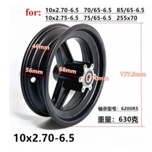 Front Wheel Aluminum Alloy Wheel Hub 10 Inch Tire Wheel Rim 6.5 Inch Disc Brake Electric Scooter Accessories 10x2.70-6.5