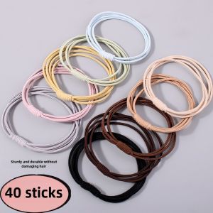 High Elasticity Hair Ties for Women Black Leather Cover Hair Bands Girls Hair Accessories Adult Hair Rings for Binding Hair