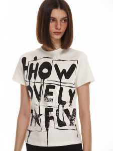 SOLWEIGE | SOLWEIGE Pure Cotton T-Shirt Short Sleeve Round Neck Full Print Early Autumn New Style Small Round Collar Short Sleeve T-shirt