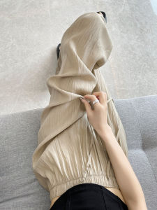 Summer Thin Cotton Linen Wide Leg Pants Womens Casual Pleated Texture Ice Silk Sun Protection Pants High Waist Straight Leg