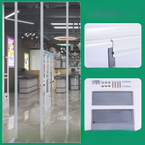 Commercial Grade PVC Sliding Door Curtain Windproof Air Conditioner Partition Curtain Transparent Magnetic Self Adhesive Shop Use
