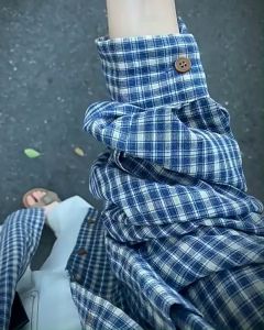 MOCHA Women Long Sleeve Shirt Korean Style Plaid Women Tops Grid Design Jacket 长袖衬衫复古格子衫女开衫 ST373