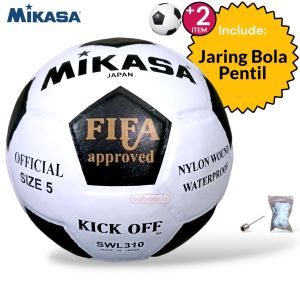 Bola Sepak Mikasa Anak Size 5 Empuk Pres Gratis Kaoskaki Pompa Jaring Pentil