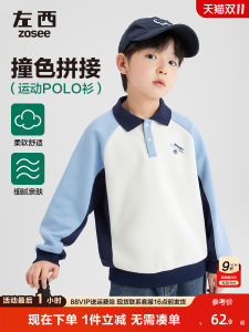 Boys Spring Autumn Long Sleeve Sweatshirt Polo Shirt Color Block Design School Uniform Cotton Polyester Blend Fabric