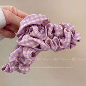 Korean Plaid Fabric Hair Claw Large Shark Clip 2025 New Style High-End Feeling Hair Clip Women Back of Head Fashion Accessories