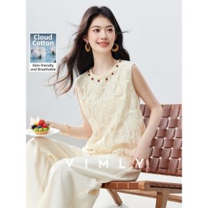 Vimly | Lace Hollow-out Embroidery Holiday Style Sleeveless Outfit