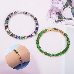 สร้อยข้อมือ Zirconia ทรงหัวแมว 7 สี ประดับเพชรเต็ม สร้อยข้อมือสไตล์ฮิปฮอป สร้อยข้อมือแฟชั่น สร้อยข้อมือสุดเท่