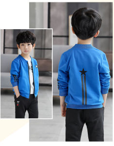 เสื้อแจ็คเก็ตกีฬาสำหรับเด็กชาย ฤดูใบไม้ผลิและฤดูใบไม้ร่วง เสื้อคลุมกีฬาสำหรับเด็กชาย วัสดุผ้าฝ้ายโพลีเอสเตอร์ ปกติ