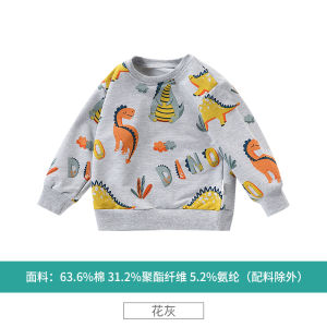 Boys Casual Long Sleeve Hoodie Dinosaur Cartoon Print Comfortable Cotton Polyester Blend Spring Autumn Fashionable Kids Top