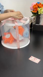 Hộp MICA Trụ Tròn nhiều kích thước dùng để đựng bánh hoa và trang trí hộp quà tặng - Zasavn [KHÔNG KÈM RUY BĂNG]