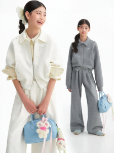 LOVESASAKIDS | Girlish Campus Style Drilled Decoration Jacket Full Elastic Waist Sports Trousers