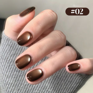 Sơn Móng Tay Gel Mắt Mèo Màu Đen Nâu 10ML 1-6 Chiếc Kiểu Pháp Làm Trắng Mùa Thu Giáng Sinh Thành Phần Nhựa