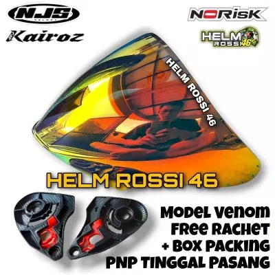 flat visor iridium + rachet pnp njs kairoz - dudukan kaca venom njs kairoz - visor flat venom iridium