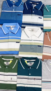 Áo polo nam trung niên tay ngắn kẻ sọc vải cotton mềm mịn không xù lông không phai màu form rộng rãi thoải m