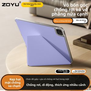 zoyu | Ốp lưng iPad Pro chống rơi hai mặt bốn góc nhẹ bằng da bảo vệ máy tính bảng Apple Air Mini 7654 có chân đế từ tính