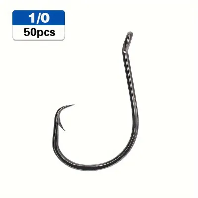 50pcs Premium Carbon Steel Octopus Circle Hooks for Saltwater Fishing Sizes 1#-10/0