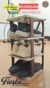 Rak Sepatu 4 Susun Putih Tempat Sepatu Silang Tempat Sandal Portable Rak Sandal Kingdom Fiesta