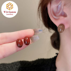 Viviann Original Oval Geometric Earrings Maillard Style Earrings Light Luxury Elegant Design Stud Earrings For Women Fashion Simple Geometry Jewelry Party Gifts Earring Party Wedding Jewelry New Year Christmas Accessories