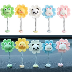 Car Small Animal Spring Ornament Shake Head Flower Auto Dashboard Decor Cartoon Swing Toys Center Console Decoration Car Interior Ornaments