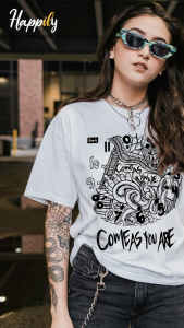 Come As You Are - #1 - White Tee (เสื้อยืดขาว) Happily Streetwear เสื้อยืดแนวสตรีท มาในแบบที่คุณเป็น และอยู่ในแบบที่คุณเชื่อ