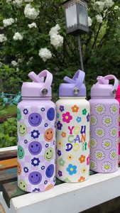 1000ML Tumbler Printed Design 304 Stainless Steel Vacuum Bottle Convenient With Straw Capacity Large Capacity Insulated Cup Outdoor Drinking