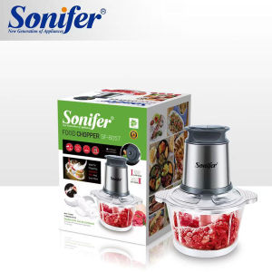 Sonifer 400W Meat Grinder Food Chopper 2.5L 304 Stainless Steel Food Processor for Meat Vegetables Fruits and Nuts Glass bowl and 4 Sharp Blades