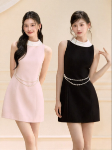 oshea | Đầm Mini A-line Mùa Hè Mới Màu Đen Đính Sao