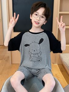 Modal Childrens Sleepwear Short Sleeve Thin Home Clothes Set for Boys Cartoon Style Breathable Summer Home Clothes