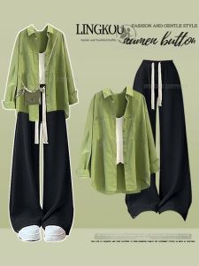 NUMEN BUTTON | Spring Wearable Sun Protection Outfit Women Large Size Three Piece Set