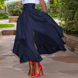 Summer New High Waist A-Line Skirt Solid Color Irregular Street Style Beach Skirt mid Length Womens Fashion Premium Quality