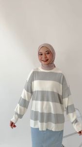KRB Blouse Hanna Sweater Rajut Stripe Baju Atasan Wanita
