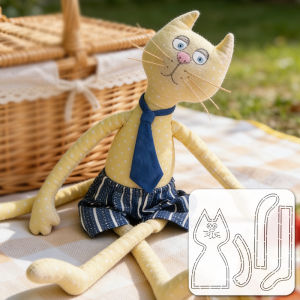 YOMDID 1pc Adorable Long-Tailed Slim Cat Patchwork Template DIY Sewing Pattern - Durable Colorful Fabric Mold