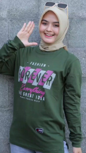 Kaos Wanita Lengan Panjang Wanita Baju Wanita Atasan Lengan Panjang FOREVER BELI 4 GRATIS 1 ACAK