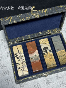 Natural Guangxi Guo Hua Stone Cultural Creative Paper Weight Stamp Ornament Peculiar Stone Seasonal Gift Box Square Stamp Grass Flower